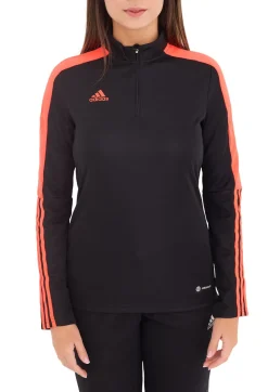 Sportoberbekleidung|Fitnessmode & Jogginghosen*adidas Tiro LS Damen Trainings-Sweatshirt mit AEROREADY Technologie Half-Zip Sweatshirt HU0319 Schwarz