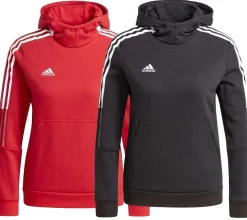 Sportoberbekleidung|Pullover & Sweater*adidas Tiro21 Sweatshirt nachhaltiger Baumwoll-Hoodie für Mädchen und Jungen oder Rot Schwarz