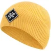 Caps & Mützen*AjC Beanie schlichte Winter-Mütze gemütliche Strick-Beanie mit gesticktem Logo-Patch 2375 0838 Gelb