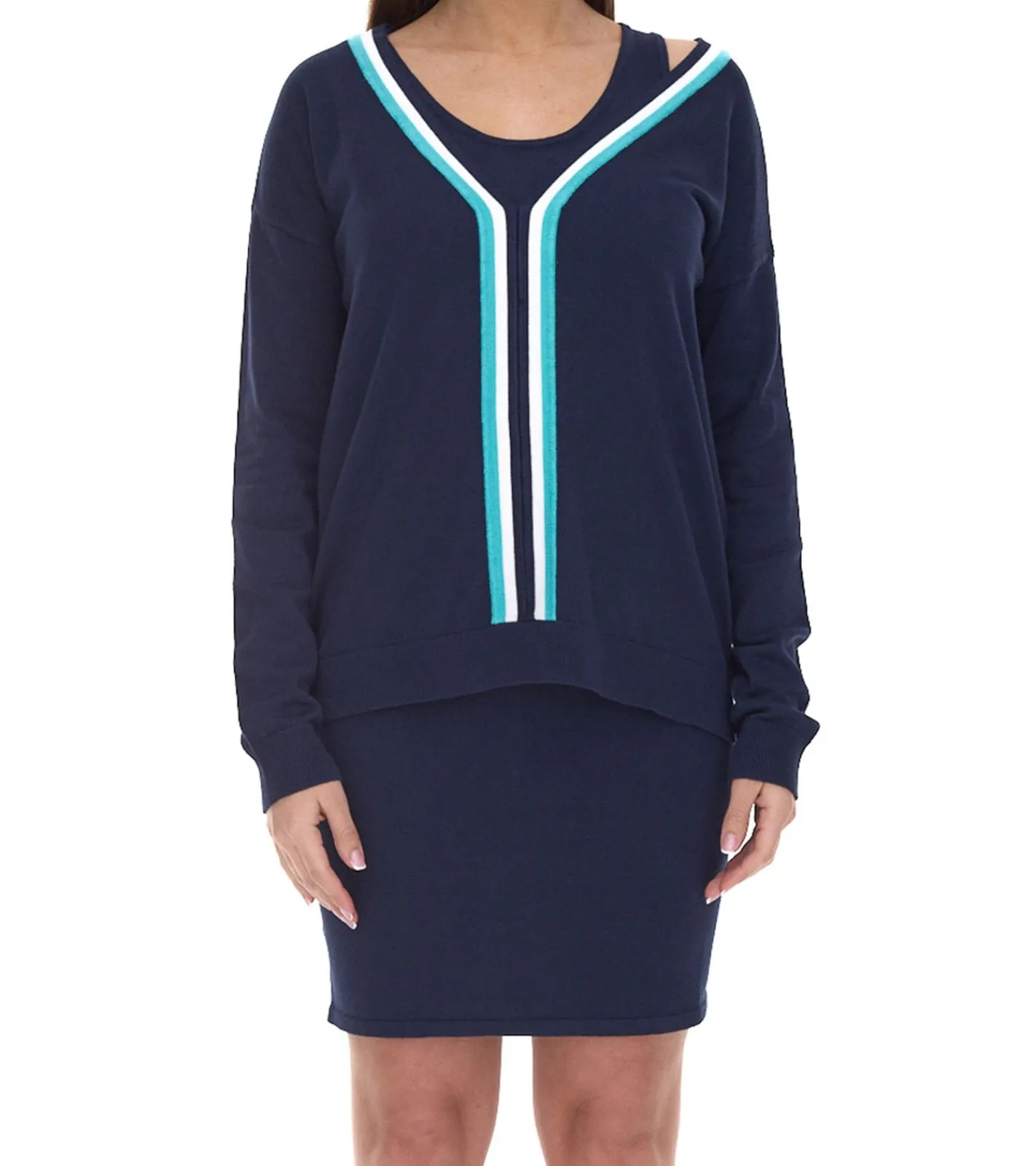 Kleider*AjC Damen 2er-Set Pullover und Kleid aus Feinstrick Business-Set 86667603 Dunkelblau