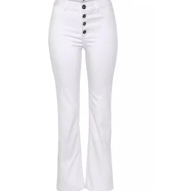 Hosen & Jeans*AjC Damen High Waist Jeans Baumwoll-Hose Bootcut Hose mit Knopfdetails 55820553 Weiß