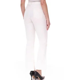 Hosen & Jeans*AjC Damen High Waist Jeans Baumwoll-Hose Bootcut Hose mit Knopfdetails 5-Pocket 54416149 Wollweiß