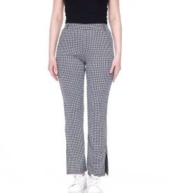 Hosen & Jeans*AjC Damen karierte Stoff-Hose modische Bootcut-Hose in Schlupf-Form 71797023 Schwarz/Weiß