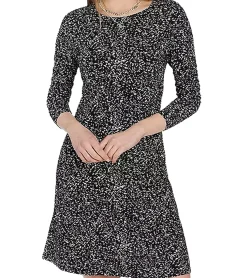 Kleider*AjC Damen Midi-Kleid Jersey-Kleid mit Rundhalsausschnitt stylisches Sommer-Kleid 90098263 Schwarz/Weiß/Gelb