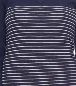 Kleider|Sweater & Pullover*AjC Damen Pullover-Kleid gestreift Midi-Kleid Strick-Kleid 10089317 Blau