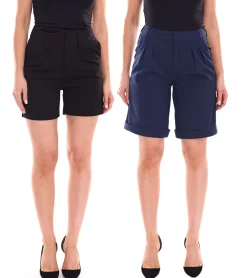 Shorts & Bermudas*AjC Damen Sommer-Shorts kurze Anzug-Hose Alltags-Bermuda in Schwarz oder Navy