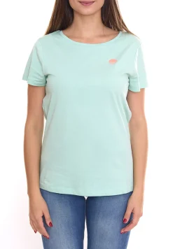 Tops & T-Shirts*AjC Damen T-Shirt mit verschiedenen Prints kurzärmliges Sommer-Shirt Baumwolle Mint, Rosa oder Weiß
