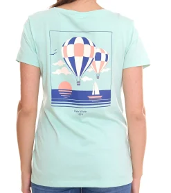 Tops & T-Shirts*AjC Damen T-Shirt mit Vista Al Mar Rücken-Print kurzärmliges Sommer-Shirt 35732517 Mint-Grün