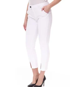 Hosen & Jeans*AjC Jeans Damen Slim-Fit Hose in knöchellänge mit Schlitz 41050410 Weiß
