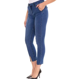 Hosen & Jeans*AjC Jeans Damen Slim-Fit Hose in knöchellänge High-Waist Hose mit Schlitz 73958310 Blau