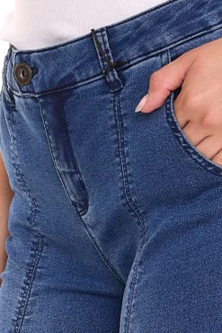 Hosen & Jeans*AjC Jeans Damen Slim-Fit Hose in knöchellänge High-Waist Hose mit Schlitz 73958310 Blau