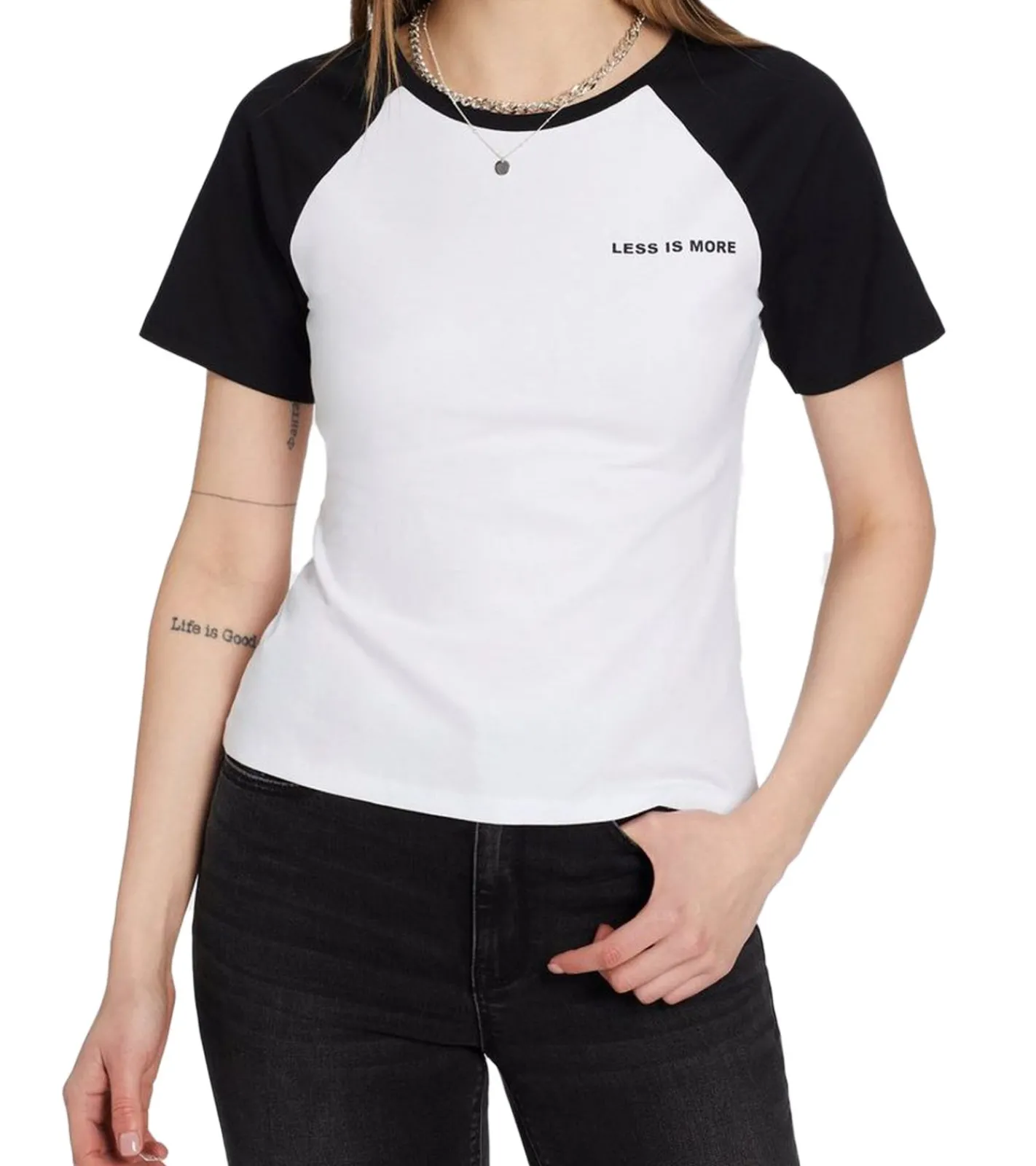 Tops & T-Shirts*AjC T-Shirt Baumwoll-Shirt Kurzarm-Shirt stylisches Rundhals-Shirt 68660538 Weiß
