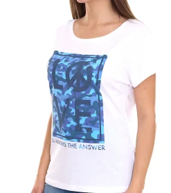 Tops & T-Shirts*AjC T-Shirt modisches Damen Kurzarm-Shirt mit Love-Print Sommer-Shirt 32038357 Weiß