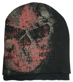 Caps & Mützen*BioworldMerch Alchemy England Beanie doppellagige Gothic-Mütze mit Totenkopf Strick-Mütze KC170309ALC Schwarz