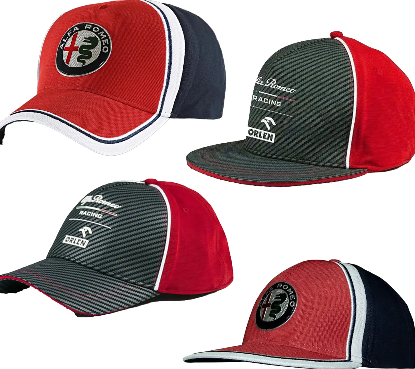 Caps & Mützen*ALFA ROMEO Base-Cap für Damen oder Herren mit Logo-auf der Front Baumwoll-Cap in Dunkelblau/Rot/Weiß oder Grau/Rot/Weiß