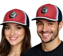 Caps & Mützen*ALFA ROMEO Base-Cap für Damen oder Herren mit Logo-auf der Front Baumwoll-Cap in Dunkelblau/Rot/Weiß oder Grau/Rot/Weiß