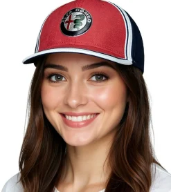 Caps & Mützen*ALFA ROMEO Base-Cap für Damen oder Herren mit Logo-auf der Front Baumwoll-Cap AFRCPF52 Dunkelblau/Rot/Weiß