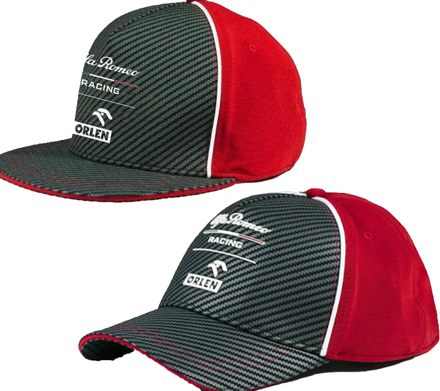 Caps & Mützen*ALFA ROMEO Racing Orlen F1 Saison 2020 Base-Cap Formel 1 Damen und Herren Baumwoll-Cap Roberta Kubicy Grau/Rot/Weiß flacher oder gebogener Schirm