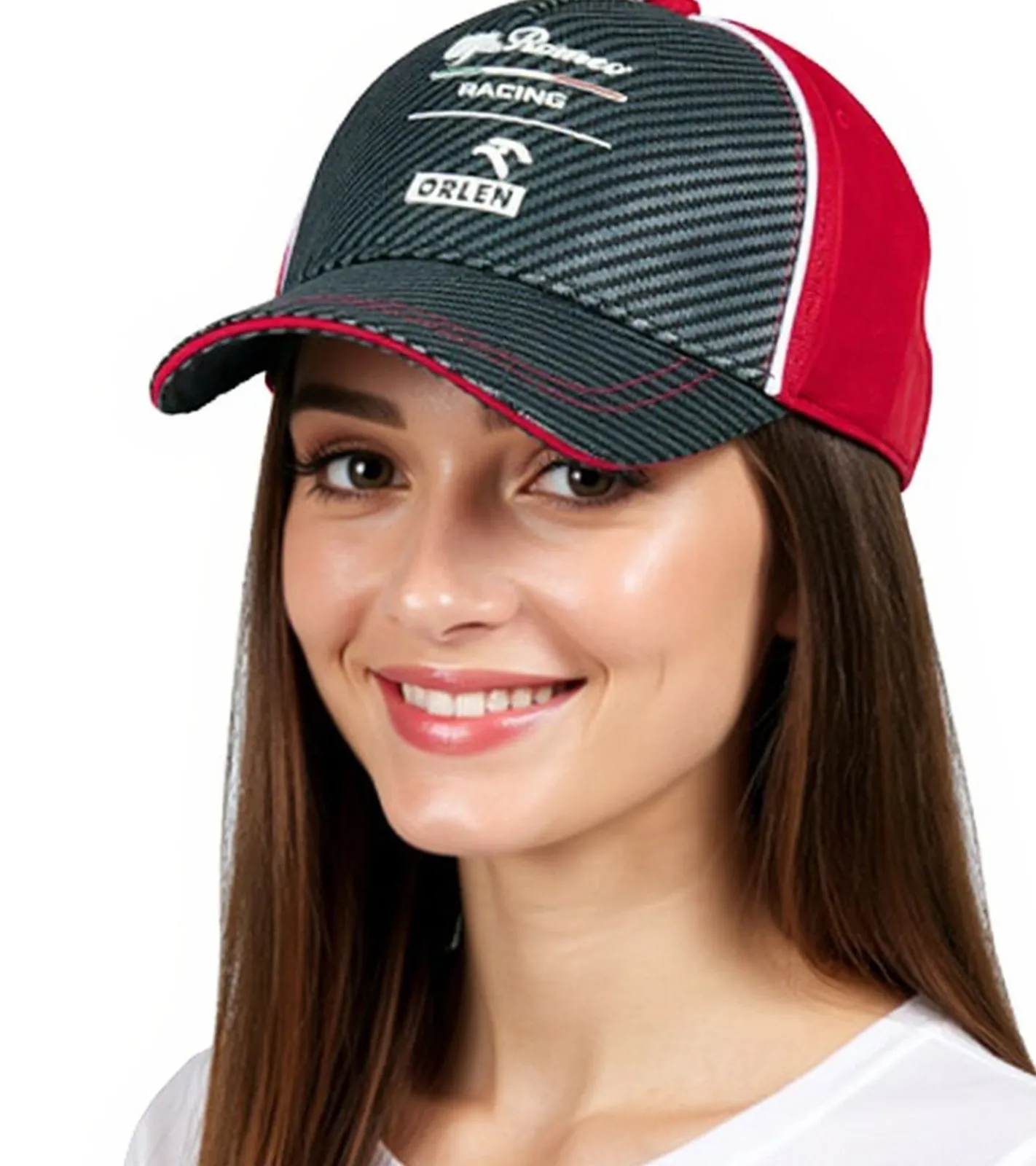 Caps & Mützen*ALFA ROMEO Racing Orlen F1 Saison 2020 Base-Cap Formel 1 Damen und Herren Baumwoll-Cap Roberta Kubicy Grau/Rot/Weiß flacher oder gebogener Schirm