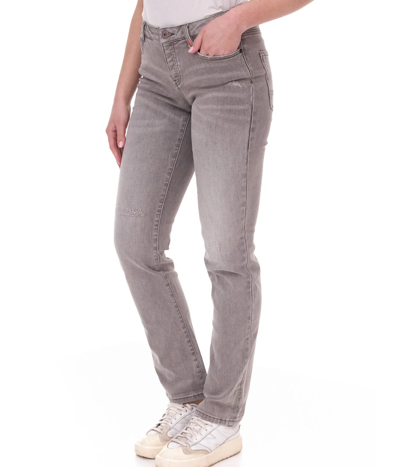 Hosen & Jeans*ALIFE AND KICKIN AileenAK Damen Low Waist-Jeans Straight-Fit Denim-Hose 20746648 Grau