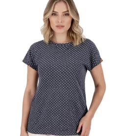 Tops & T-Shirts*ALIFE AND KICKIN Amelie Damen Baumwoll-T-Shirt Sommer Oberteil mit Punkten 34256952 Dunkelblau/Beige