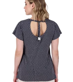 Tops & T-Shirts*ALIFE AND KICKIN Amelie Damen Baumwoll-T-Shirt Sommer Oberteil mit Punkten 34256952 Dunkelblau/Beige