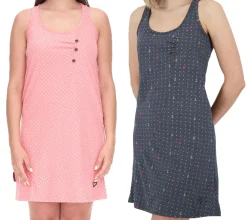 Kleider*ALIFE AND KICKIN CamyAK B Damen Mini-Kleid gepunktetes Baumwoll-Kleid Sommer-Kleid Navy oder Rosa