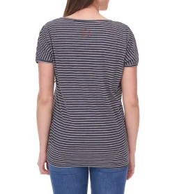 Tops & T-Shirts*ALIFE AND KICKIN IlonaAK Damen Baumwoll-Shirt im asymmetrischem Streifen-Design T-Shirt meliert 15760719 Navy/Weiß