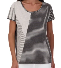 Tops & T-Shirts*ALIFE AND KICKIN IlonaAK Z Damen T-Shirt gestreiftes Baumwoll-Shirt Sommer-Shirt 66217902 Grau