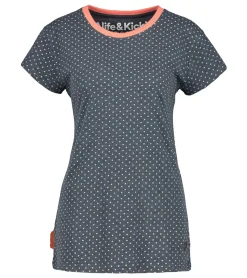 Tops & T-Shirts*ALIFE AND KICKIN Maxi Damen Bio-Baumwoll-T-Shirt veganes- und PETA-APPROVED Oberteil mit Punkten 52340955 Dunkelblau/Weiß/Rosa