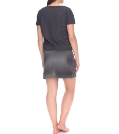 Kleider*ALIFE AND KICKIN Sunny Damen Set Shirt und Mini-Kleid gestreiftes Jersey-Kleid 65096421 Grau/Weiß