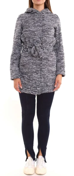 Mäntel & Jacken|Sweater & Pullover*ALPENBLITZ Damen Fleece-Jacke mit Binde-Gürtel Übergangs-Jacke aus weichem Strickfleece 98529059 Blau/Grau