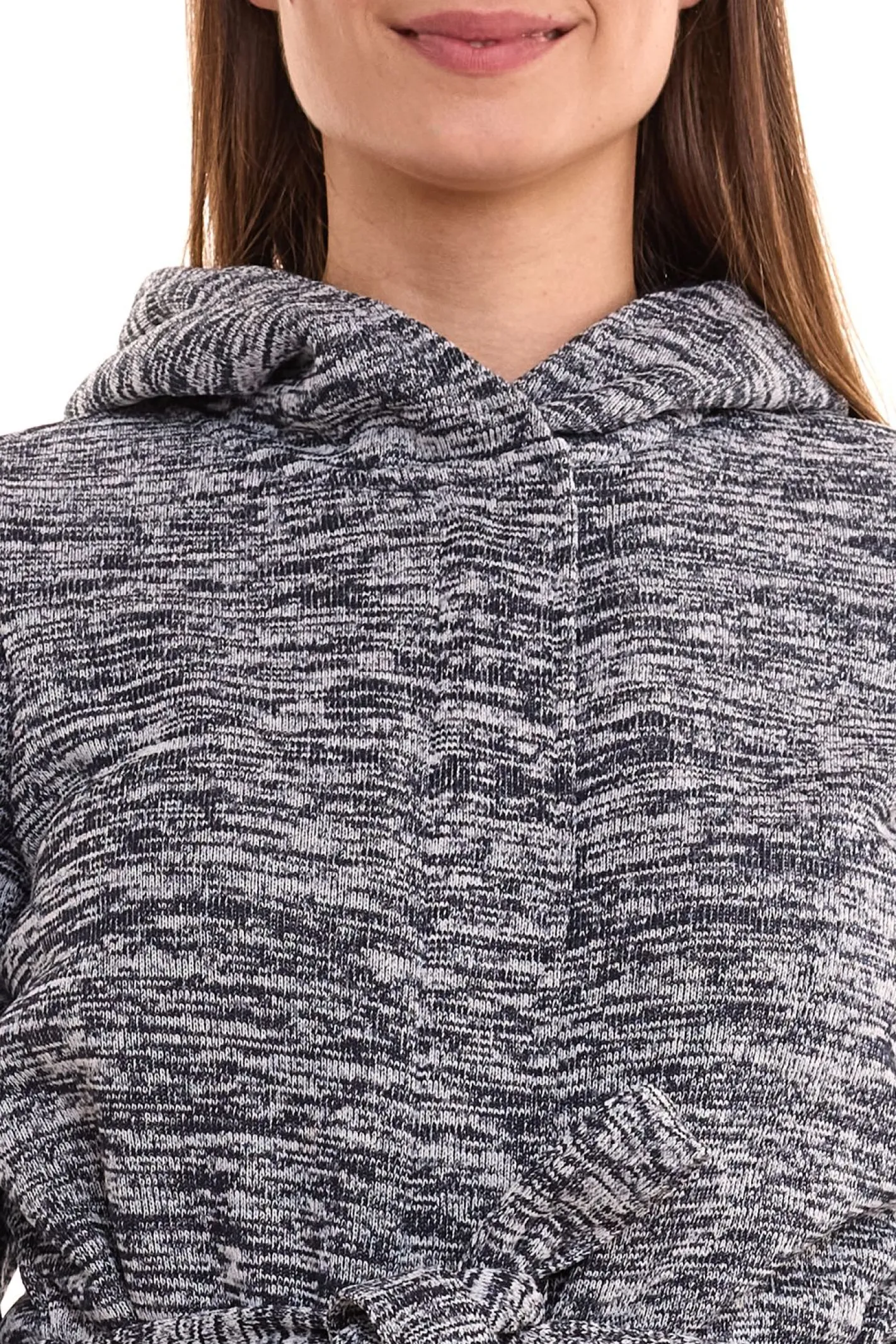 Mäntel & Jacken|Sweater & Pullover*ALPENBLITZ Damen Fleece-Jacke mit Binde-Gürtel Übergangs-Jacke aus weichem Strickfleece Blau/Grau oder Schwarz/Grau