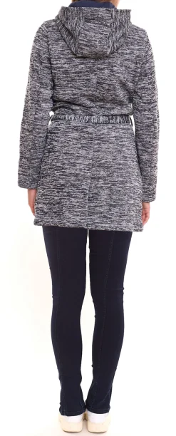 Mäntel & Jacken|Sweater & Pullover*ALPENBLITZ Damen Fleece-Jacke mit Binde-Gürtel Übergangs-Jacke aus weichem Strickfleece Blau/Grau oder Schwarz/Grau