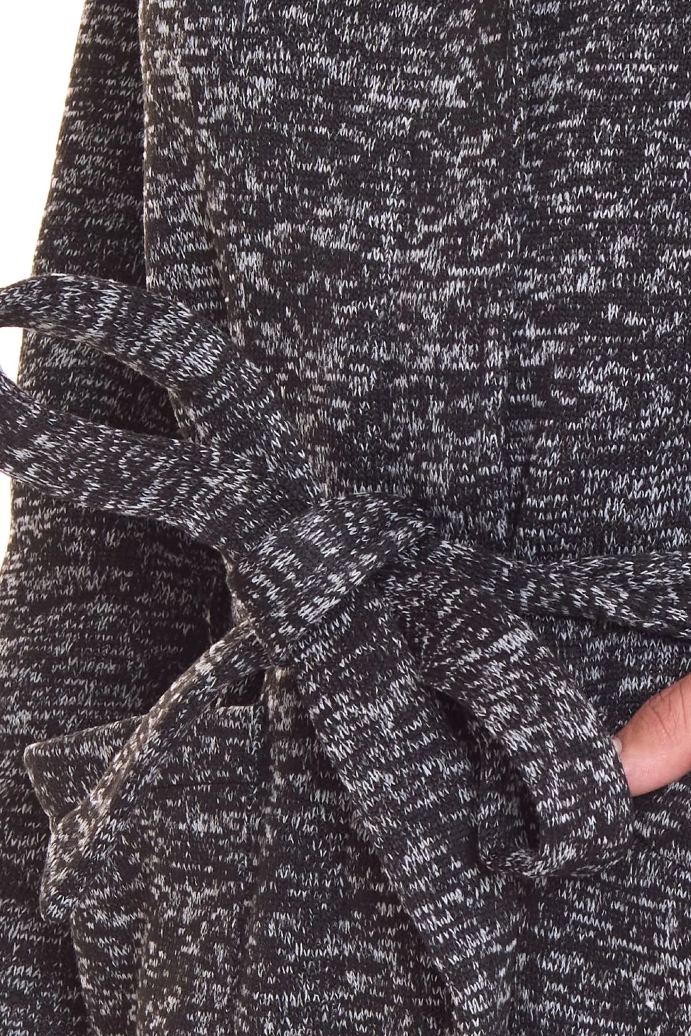 Mäntel & Jacken|Sweater & Pullover*ALPENBLITZ Damen Fleece-Jacke mit Binde-Gürtel Übergangs-Jacke aus weichem Strickfleece Blau/Grau oder Schwarz/Grau