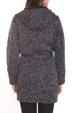 Mäntel & Jacken|Sweater & Pullover*ALPENBLITZ Damen Fleece-Jacke mit Binde-Gürtel Übergangs-Jacke aus weichem Strickfleece Blau/Grau oder Schwarz/Grau