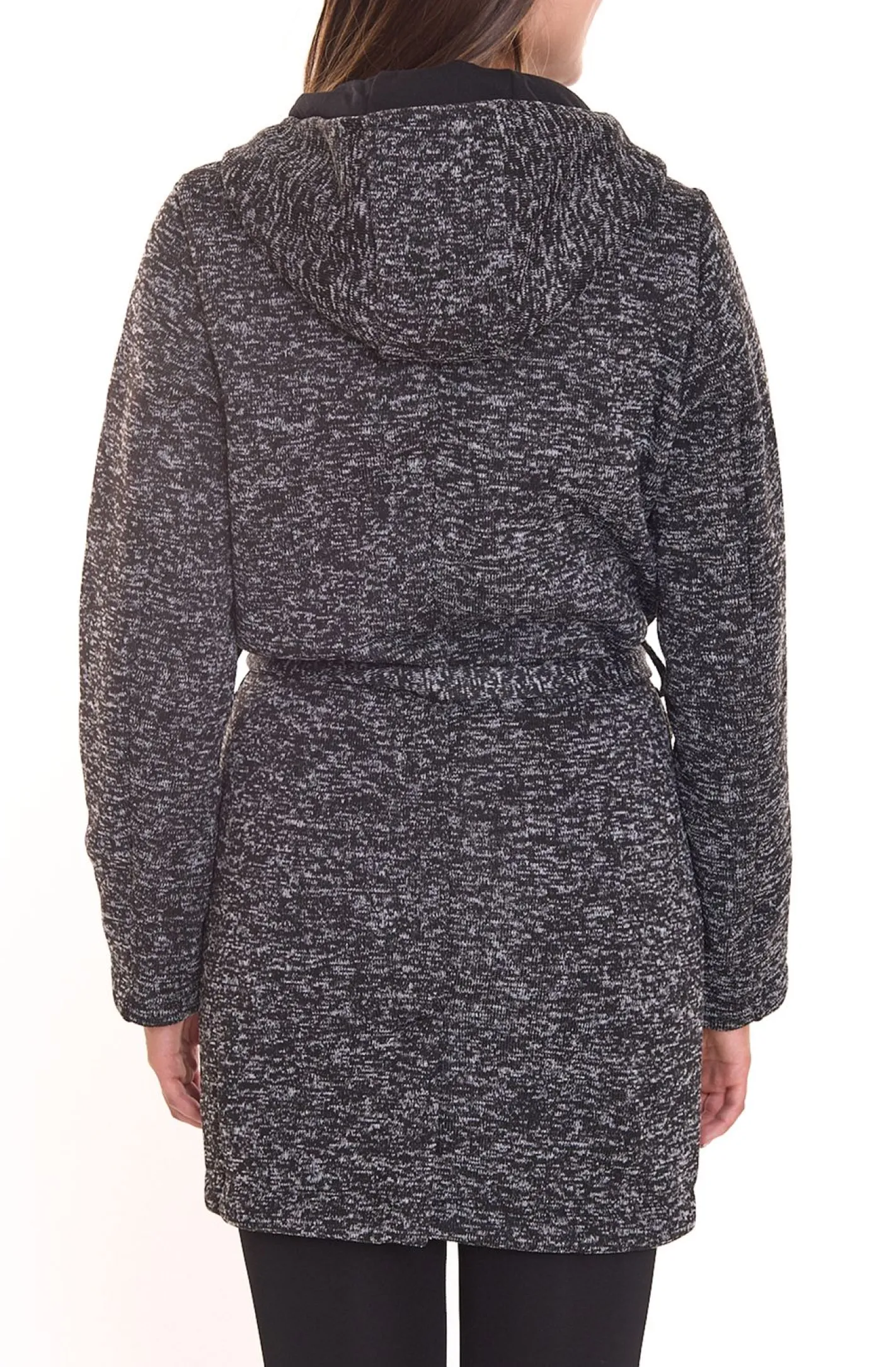 Mäntel & Jacken|Sweater & Pullover*ALPENBLITZ Damen Fleece-Jacke mit Binde-Gürtel Übergangs-Jacke aus weichem Strickfleece Blau/Grau oder Schwarz/Grau