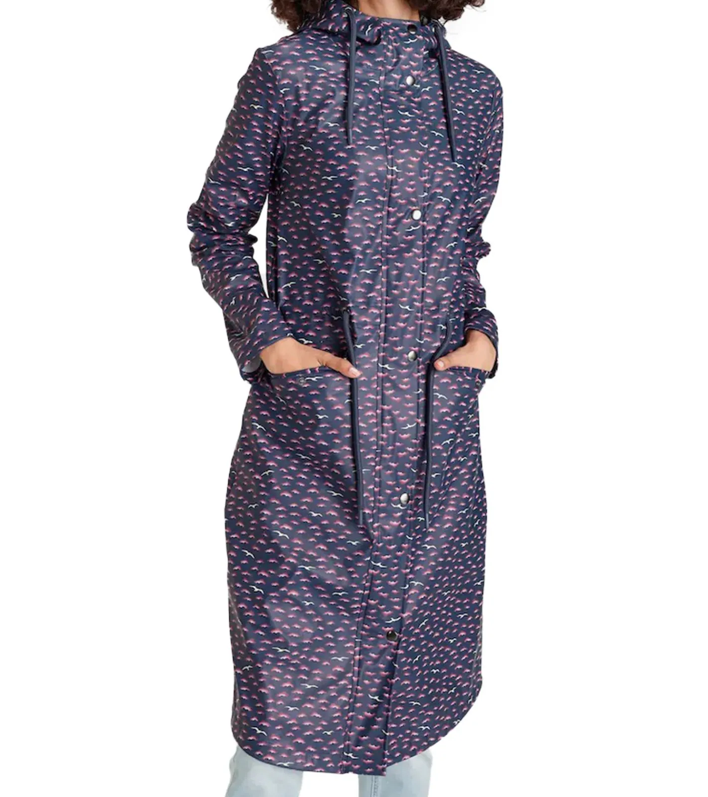 Mäntel & Jacken*ALPENBLITZ Damen Regen-Mantel mit Allover-Möwen-Print Wind-Jacke Outdoor 91928016 Navy