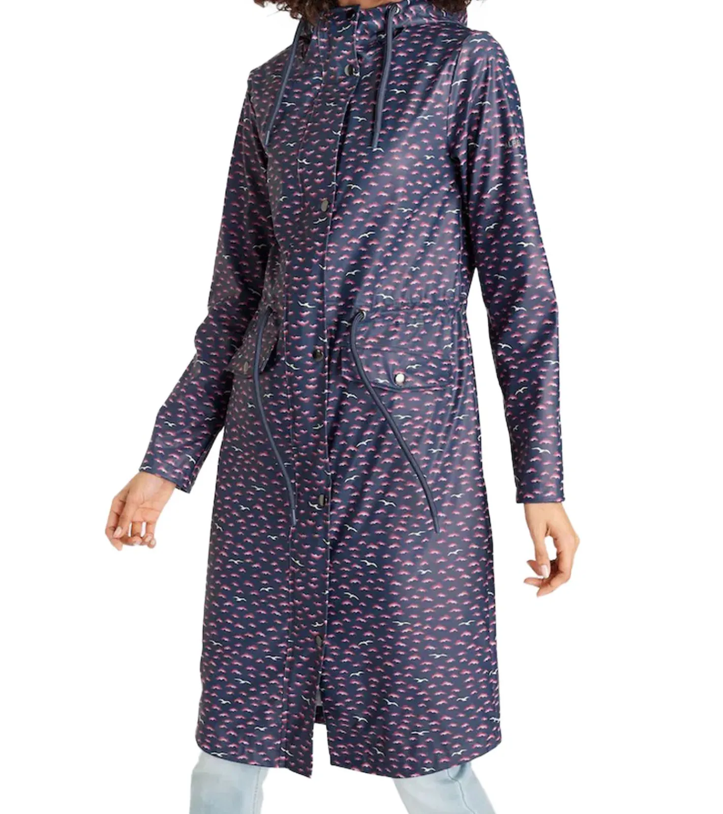 Mäntel & Jacken*ALPENBLITZ Damen Regen-Mantel mit Allover-Möwen-Print Wind-Jacke Outdoor 91928016 Navy