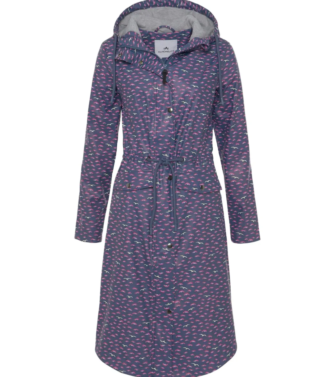 Mäntel & Jacken*ALPENBLITZ Damen Regen-Mantel mit Allover-Möwen-Print Wind-Jacke Outdoor 91928016 Navy