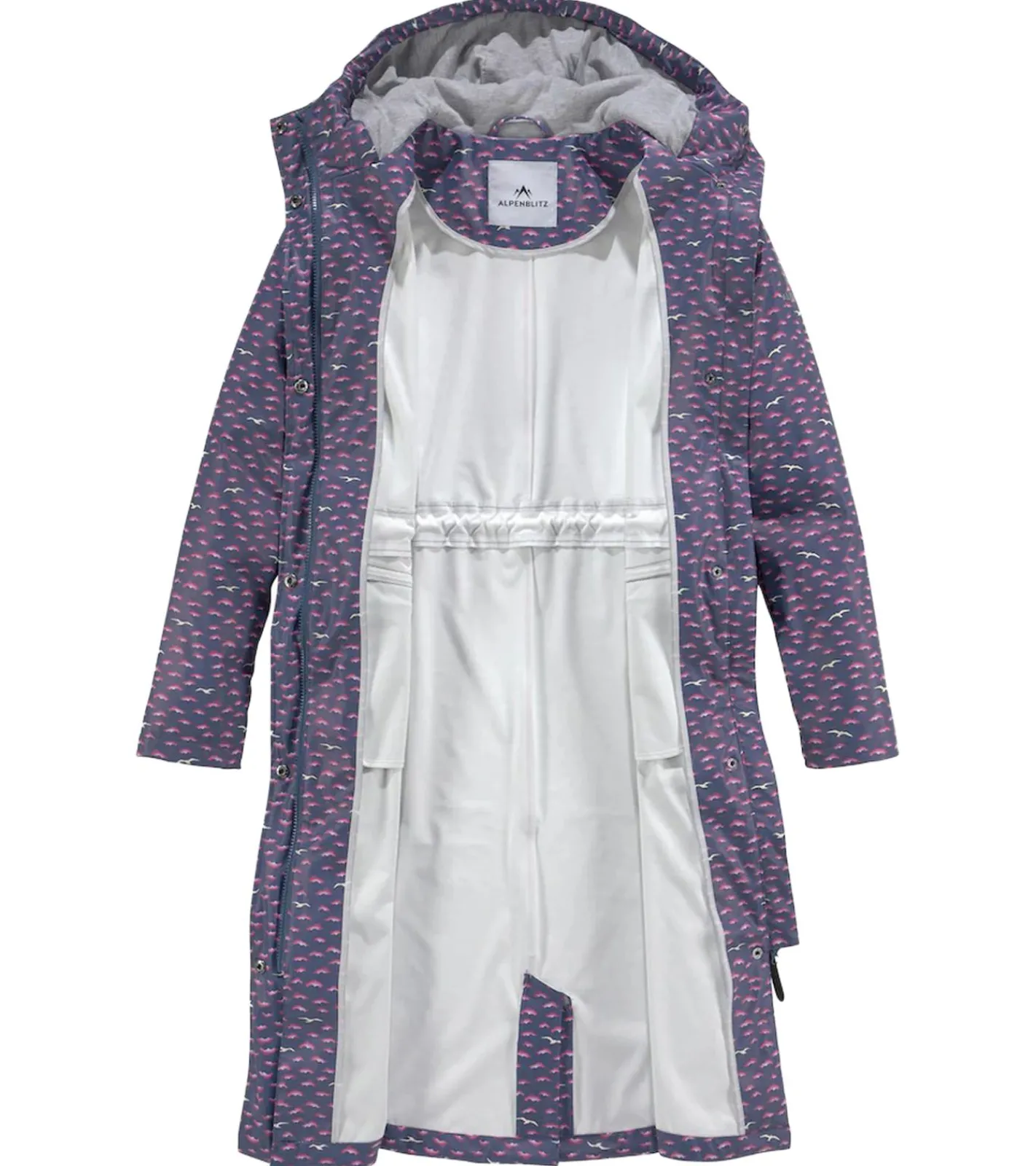 Mäntel & Jacken*ALPENBLITZ Damen Regen-Mantel mit Allover-Möwen-Print Wind-Jacke Outdoor 91928016 Navy