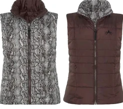 Mäntel & Jacken*ALPENBLITZ Damen Wende-Weste unifarbene und Allover-Print Stepp-Weste 48569704 Braun/Schwarz/Weiß