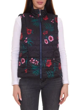 Mäntel & Jacken*ALPENBLITZ Damen Wende-Weste unifarben und Allover-Print Stepp-Weste Frühlings-Weste Dunkelblau/Bunt, oder Schwarz/Weiß Braun/Weiß