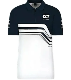 Poloshirts & Blusen|Tops & T-Shirts*ALPHATAURI Formel 1 F1 Damen Baumwoll-Shirt Polo-Shirt Freizeit-Shirt SAT22138 Weiß/Blau