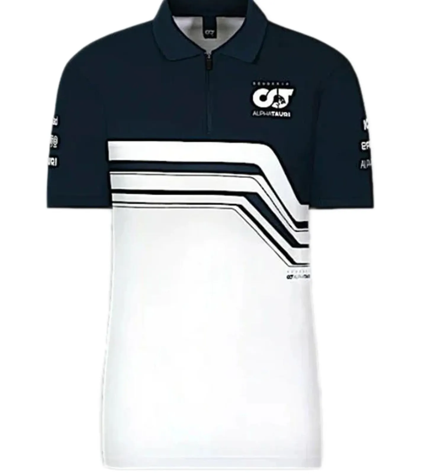 Poloshirts & Blusen|Tops & T-Shirts*ALPHATAURI Formel 1 F1 Damen Baumwoll-Shirt Polo-Shirt Freizeit-Shirt SAT22138 Weiß/Blau