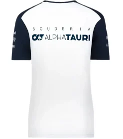 Tops & T-Shirts*ALPHATAURI Formel 1 F1 Damen Baumwoll-Shirt Rundhals-Shirt Freizeit-Shirt SAT22139 Weiß/Blau