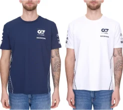 T-Shirts & Tank Tops*ALPHATAURI Formel 1 F1 Herren Baumwoll-Shirt Rundhals-Shirt Freizeit-Shirt SAT23026 Dunkelblau oder Weiß