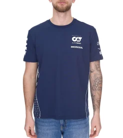 T-Shirts & Tank Tops*ALPHATAURI Formel 1 F1 Herren Baumwoll-Shirt Rundhals-Shirt Freizeit-Shirt SAT23026 Dunkelblau oder Weiß