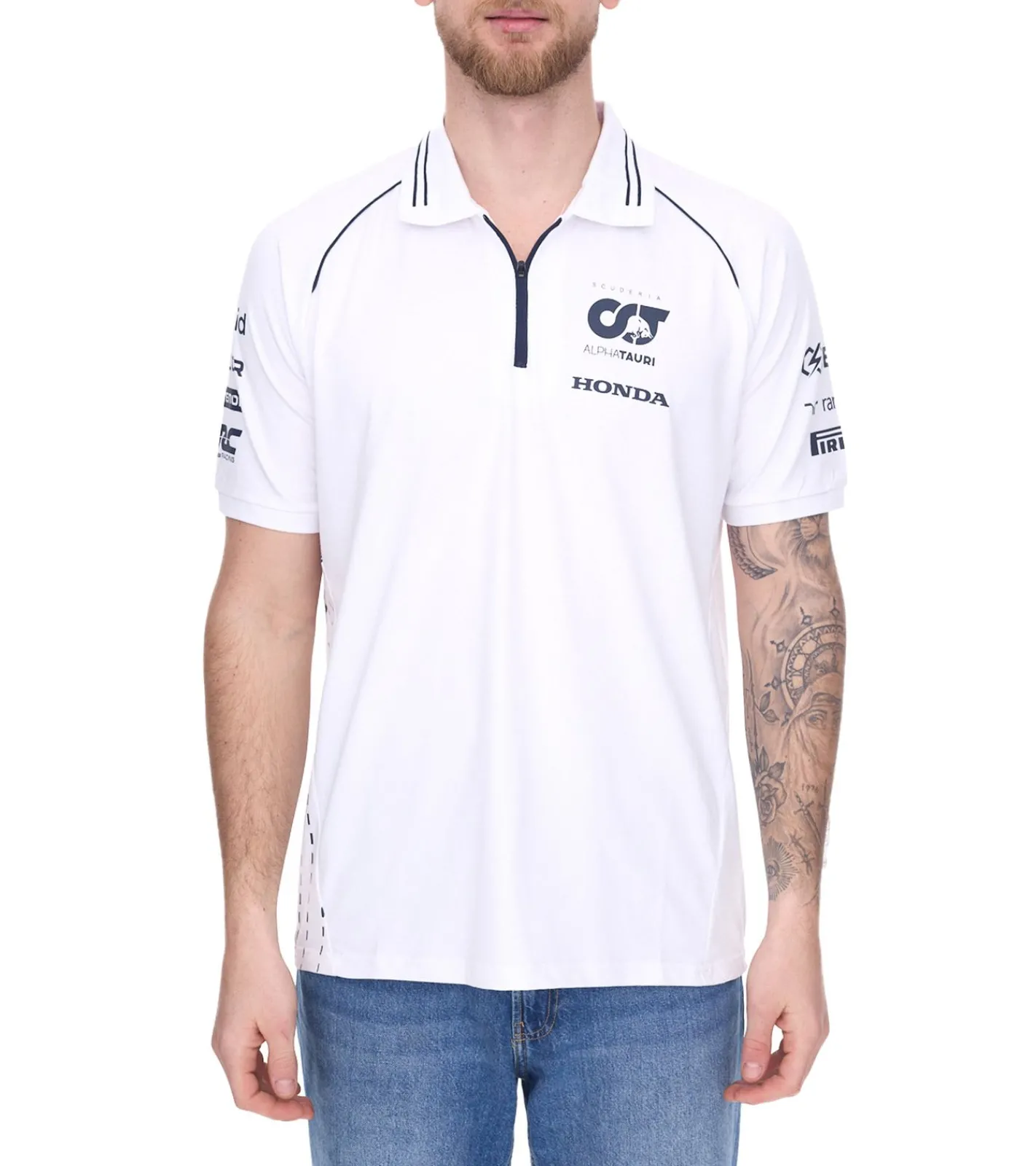 T-Shirts & Tank Tops|Hemden & Poloshirts*ALPHATAURI Formel 1 F1 Herren Baumwoll-Shirt Polo-Shirt Freizeit-Shirt SAT23024 oder Dunkelblau Weiß