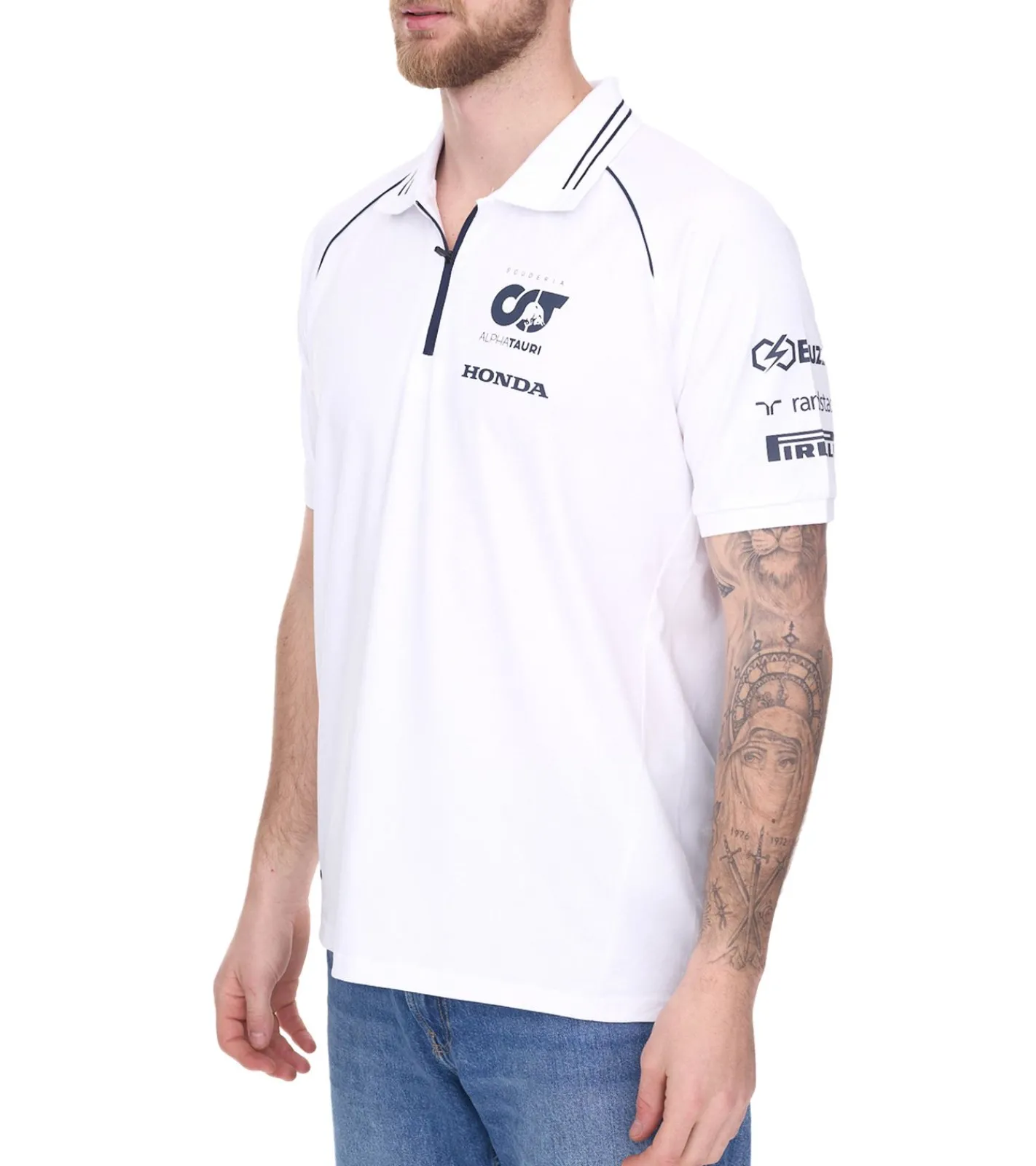 T-Shirts & Tank Tops|Hemden & Poloshirts*ALPHATAURI Formel 1 F1 Herren Baumwoll-Shirt Polo-Shirt Freizeit-Shirt SAT23024 oder Dunkelblau Weiß